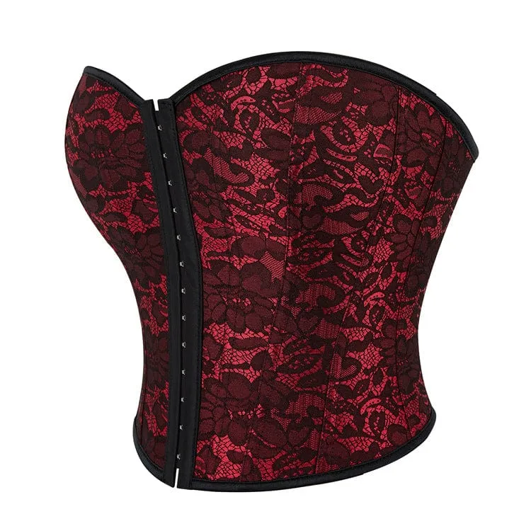 Damen Gothic-Vollbrustkorsett mit Blumenmuster