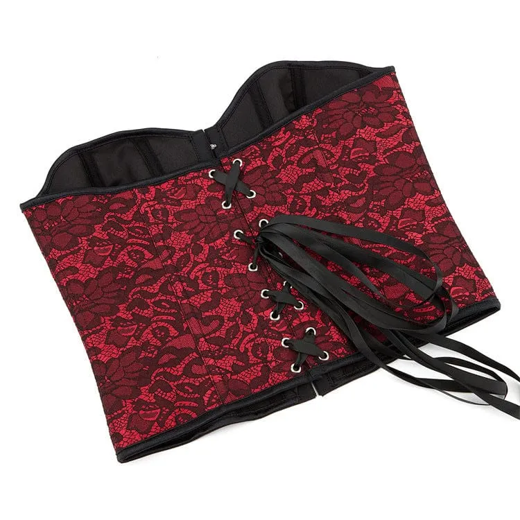 Damen Gothic-Vollbrustkorsett mit Blumenmuster