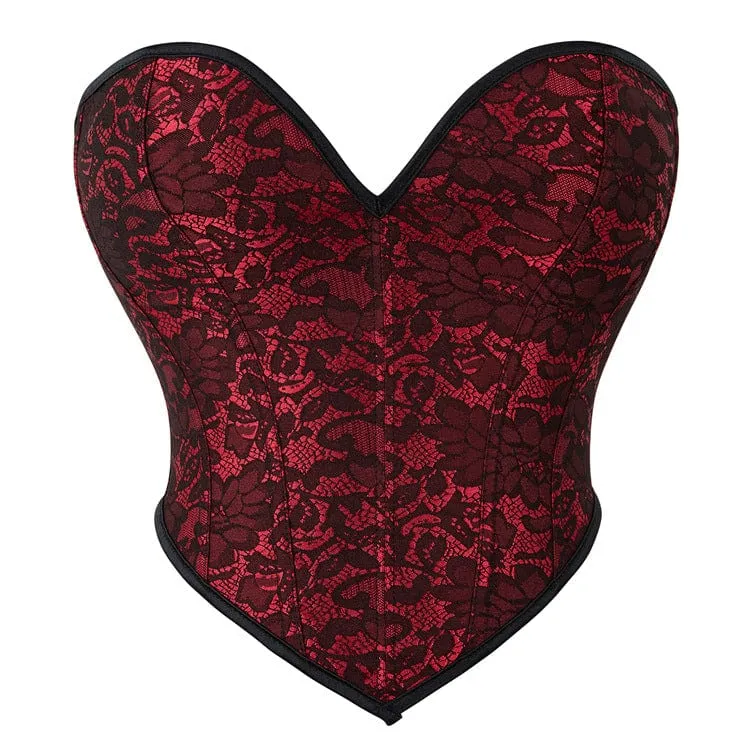 Tief ausgeschnittenes Vollbrustkorsett mit Gothic-Blumenmuster für Damen