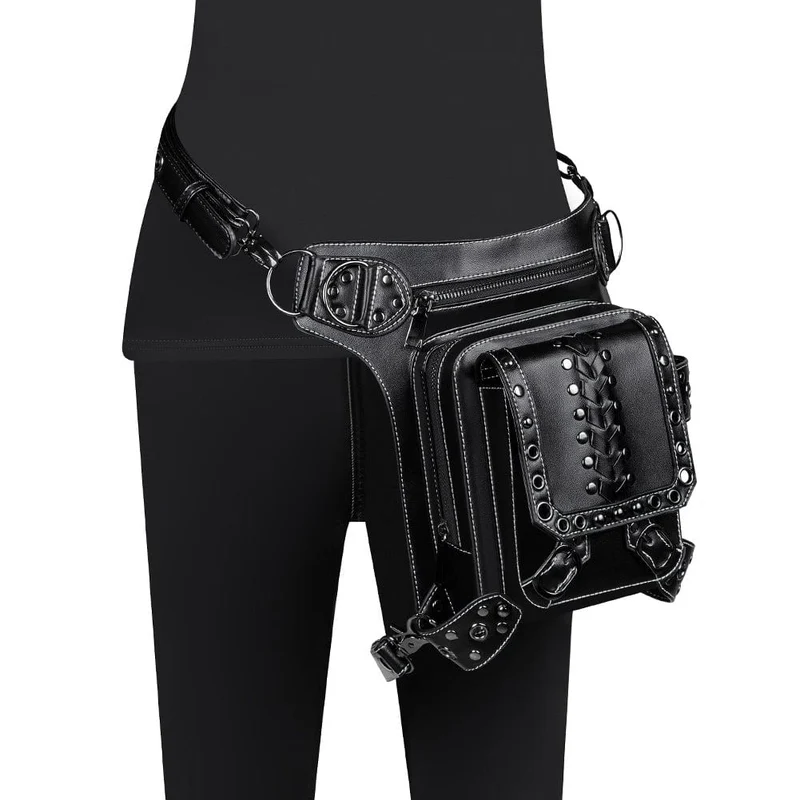 Herren-Steampunk-Ösen-Multifunktionstasche aus Kunstleder