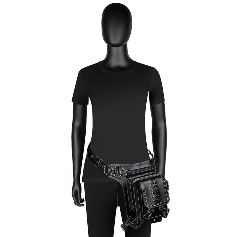 Herren-Steampunk-Ösen-Multifunktionstasche aus Kunstleder