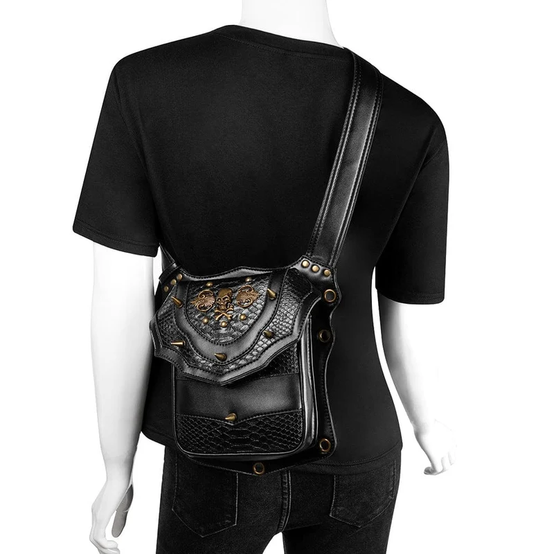 Unisex Steampunk Totenkopf Kunstledertasche