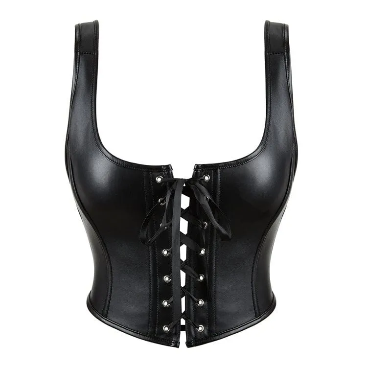Punk-Bustier aus Kunstleder mit Schnürung für Damen