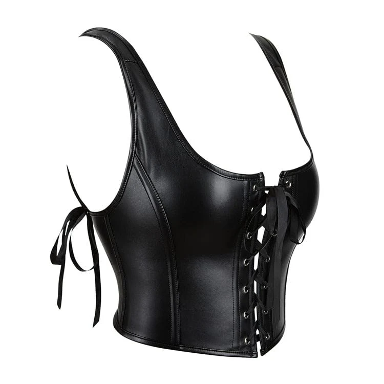 Punk-Bustier aus Kunstleder mit Schnürung für Damen