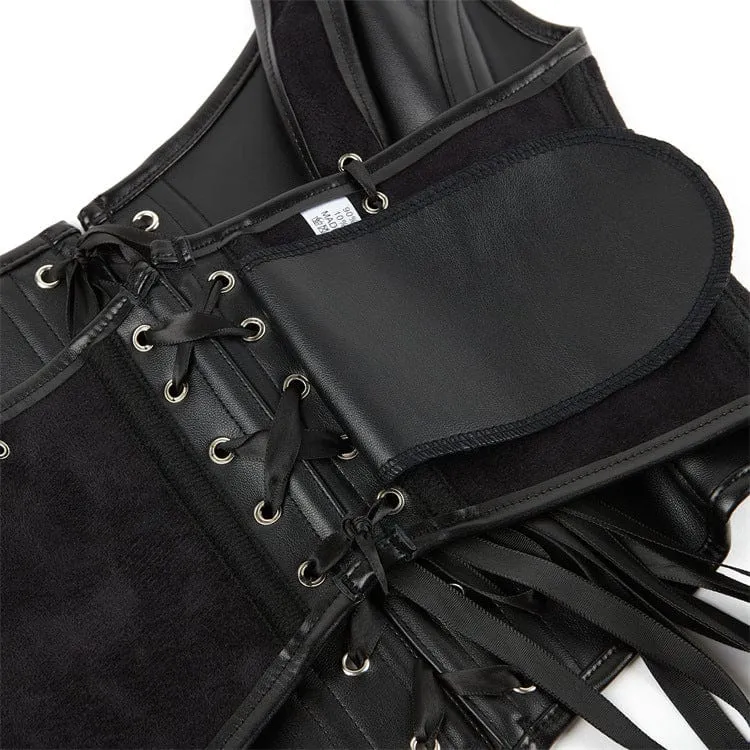 Punk-Bustier aus Kunstleder mit Schnürung für Damen