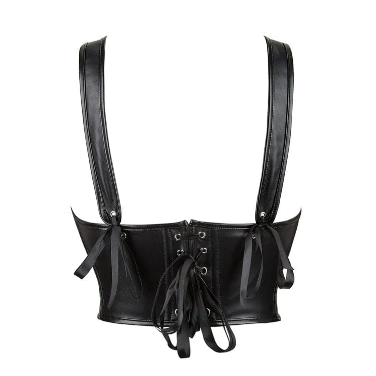 Punk-Bustier aus Kunstleder mit Schnürung für Damen