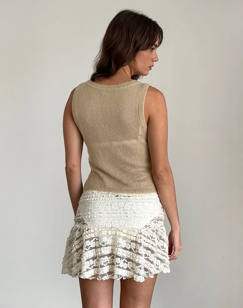 Salisha Tank Top aus natürlichem, transparentem Strick