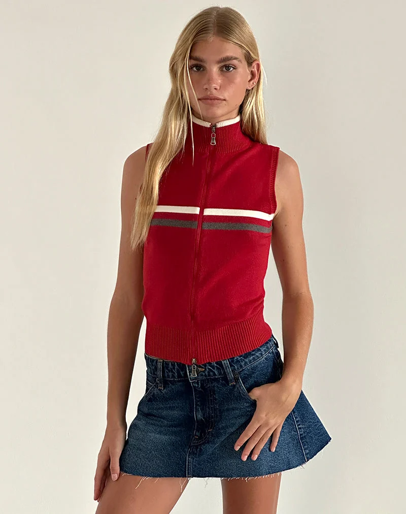 Tabeya ärmellose Strickjacke in Rot