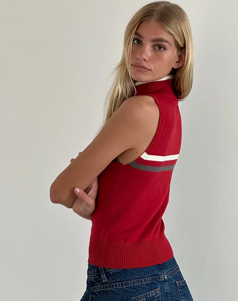 Tabeya ärmellose Strickjacke in Rot