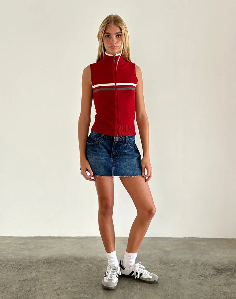 Tabeya ärmellose Strickjacke in Rot