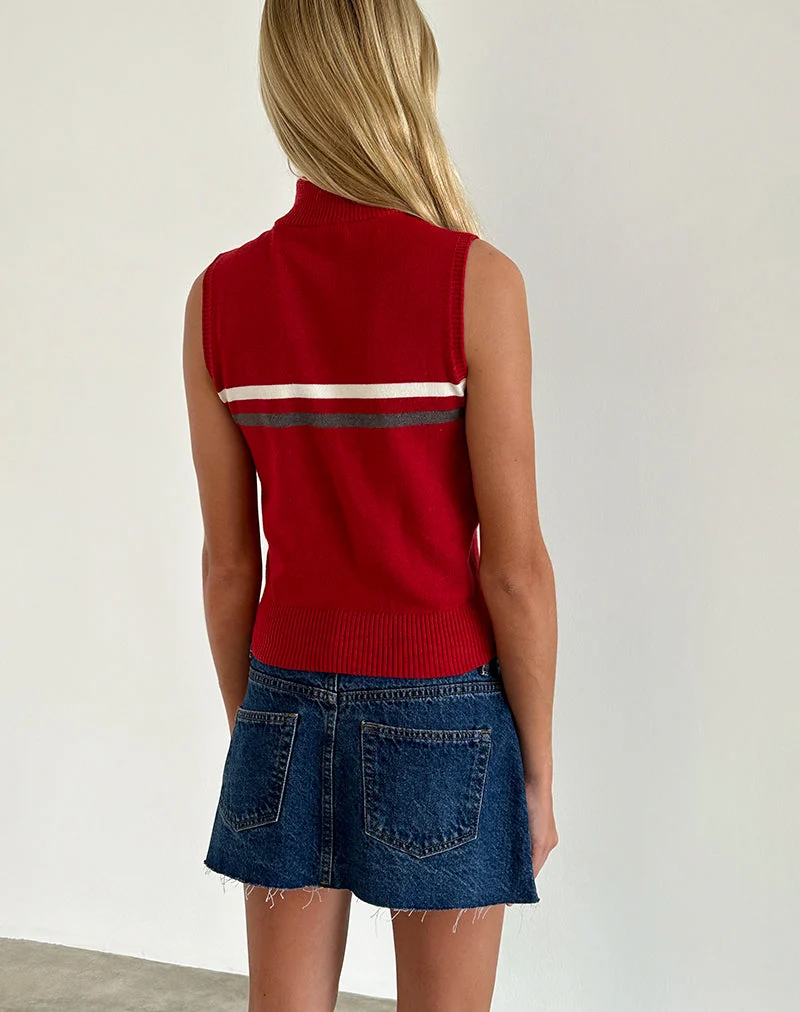 Tabeya ärmellose Strickjacke in Rot