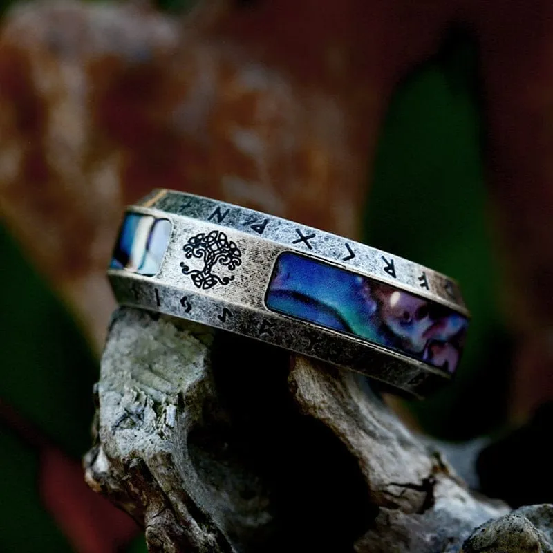 Punk-Ring mit Lebensbaum-Buchstaben für Herren