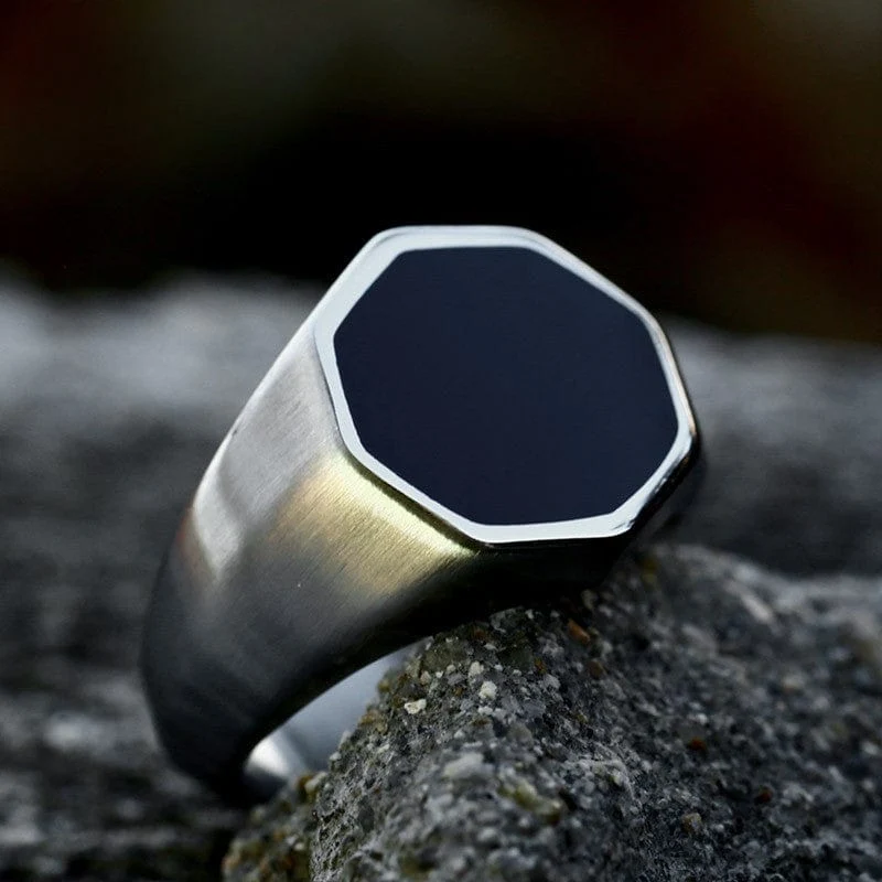 Sechseckiger Punk-Ring für Herren