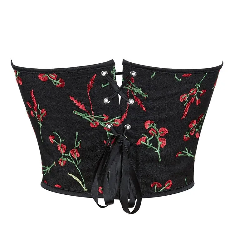 Damen Gothic Unterbrustkorsett mit floraler Stickerei aus Netzstoff