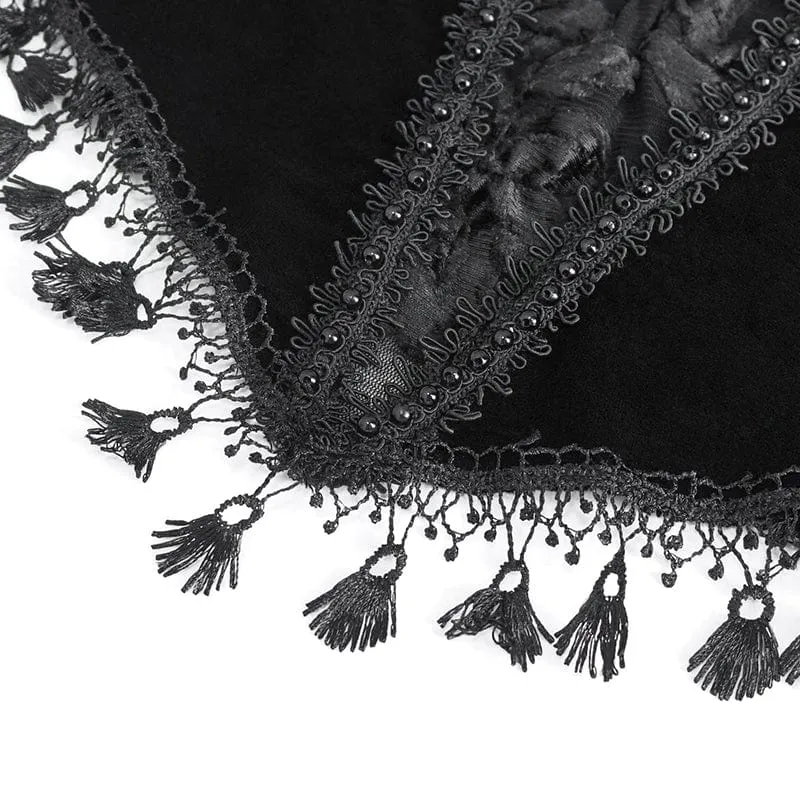 Damen Gothic Off Shoulder Lace Splice Velvet Shirt Rot