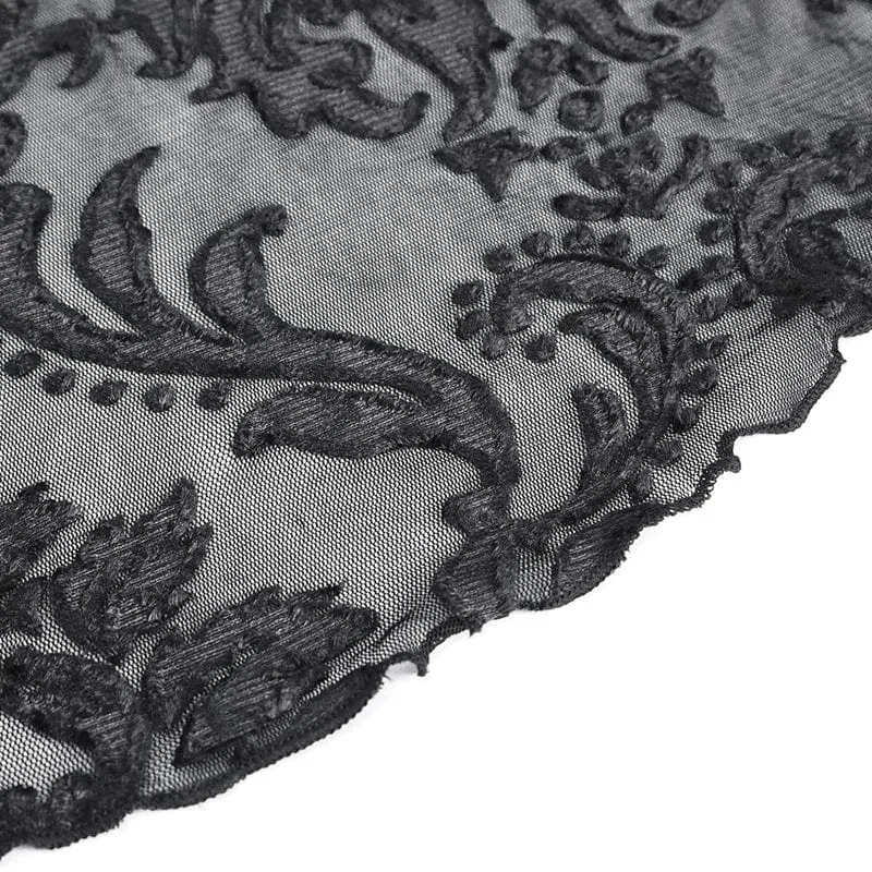 Damen Gothic Off Shoulder Lace Splice Velvet Shirt Schwarz