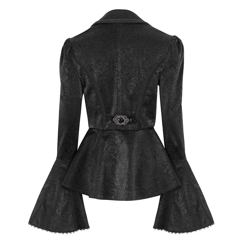 Gothic-Jacke mit Rüschenkragen und ausgestellten Ärmeln für Damen