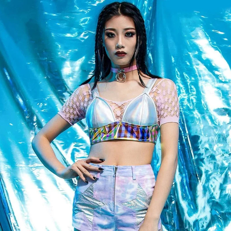 Grunge-Regenbogen-Bustier für Damen