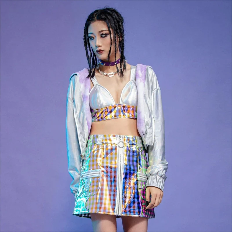 Grunge-Regenbogen-Bustier für Damen
