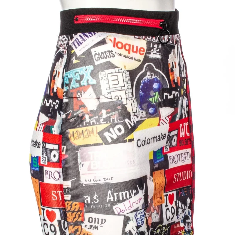 Kurzer Rock mit Grunge-Graffiti-Print für Damen