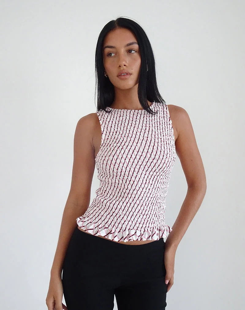 Birita Gerafftes Tank-Top aus geometrischen Kacheln