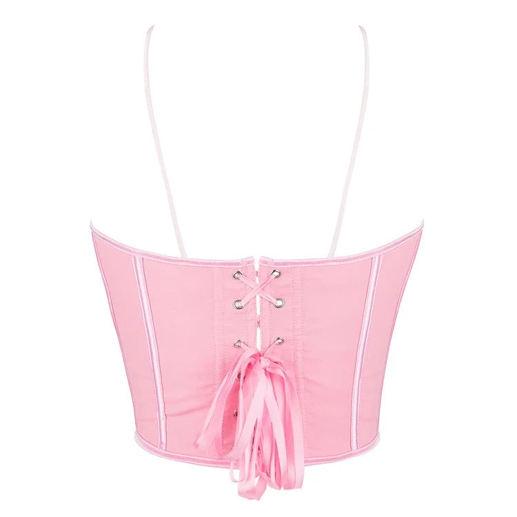 Damen-Vollbrustkorsett „Lolita“ mit gerüschtem Mesh-Splice-Design