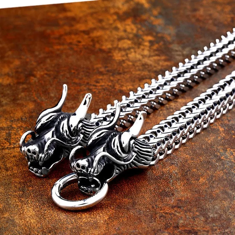 Herren-Punk-Doppel-Drachen-Kettenarmband