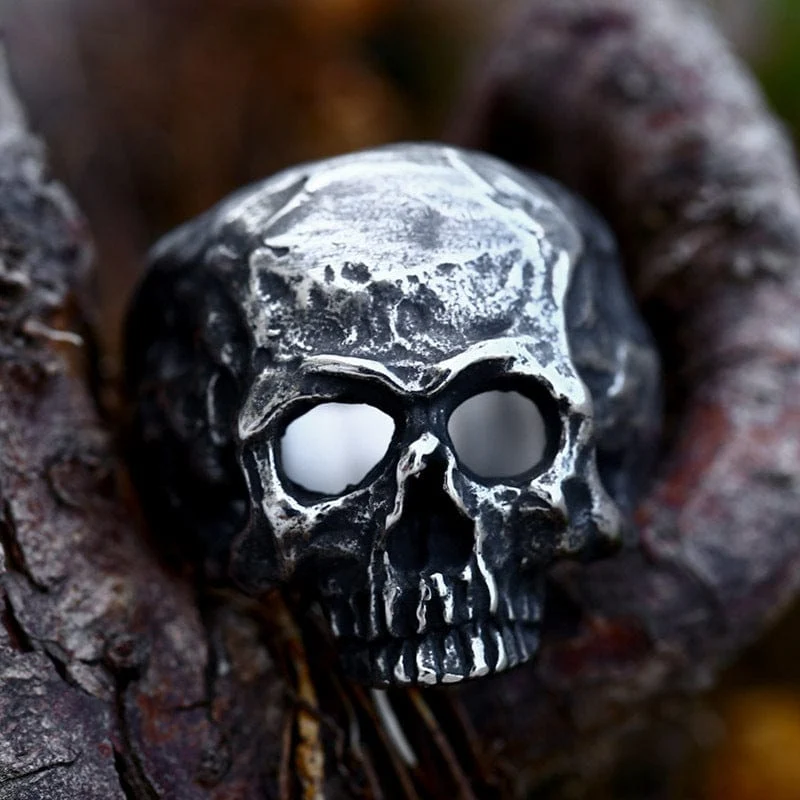 Herren Punk Distressed Skull Ring