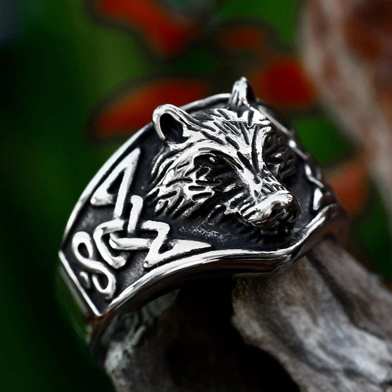 Punk-Wolfskopfring für Herren