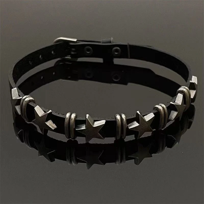 Punk-Star-Halsband aus Kunstleder für Damen
