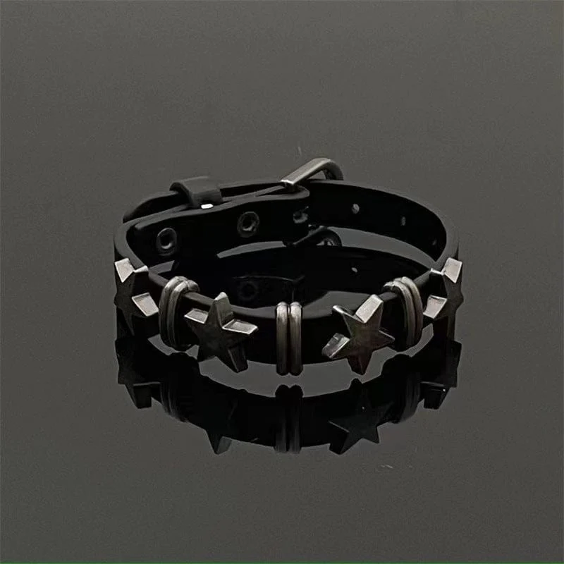 Punk-Star-Halsband aus Kunstleder für Damen
