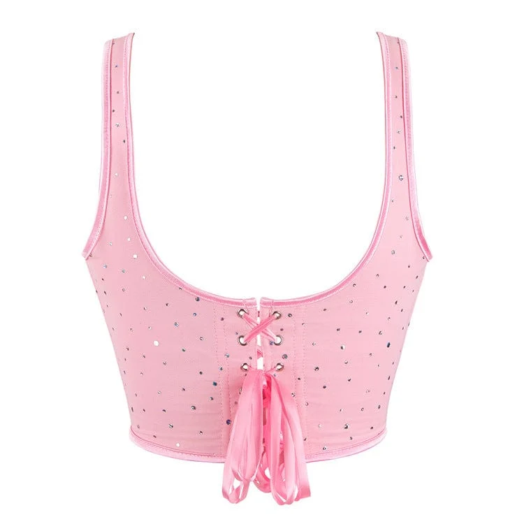 Damen-Vollbrustkorsett „Lolita Diamante Mesh“.