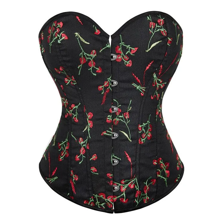 Damen-Vollbrustkorsett mit Grunge-Blumenstickerei