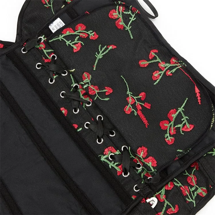 Damen-Vollbrustkorsett mit Grunge-Blumenstickerei