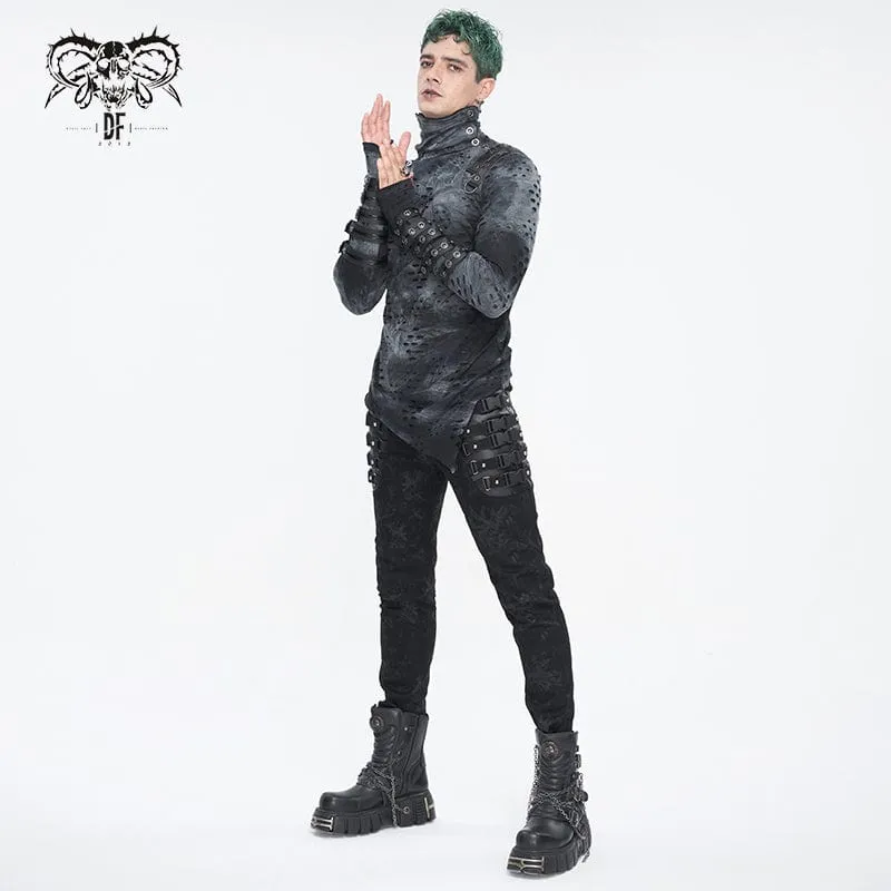Herren-Punk-Hose im Used-Look mit mehreren Schnallen