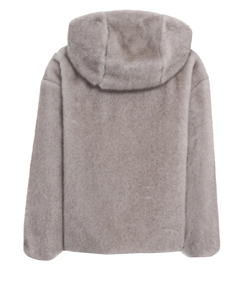 Giacca con cappuccio in ecopelliccia