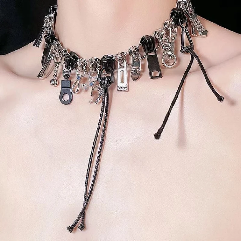 Punk-Reißverschluss-Halsband für Damen