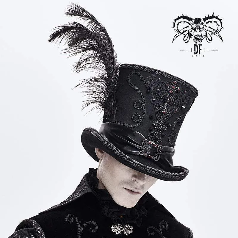 Herren-Gothic-Feder-Strass-Hüte mit Nieten