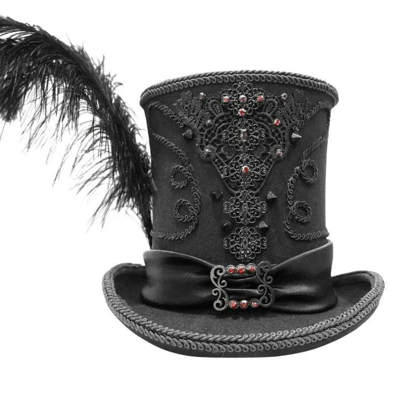 Herren-Gothic-Feder-Strass-Hüte mit Nieten