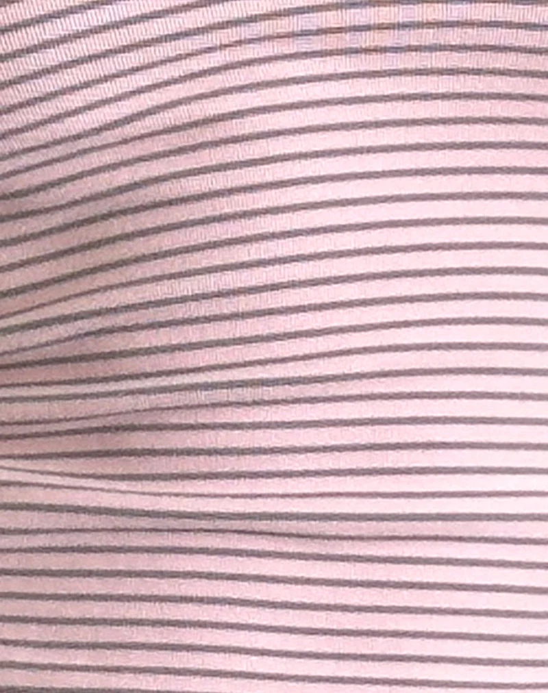 Jules Neckholder-Top in Rosa und Grau aus gestreiftem Jersey