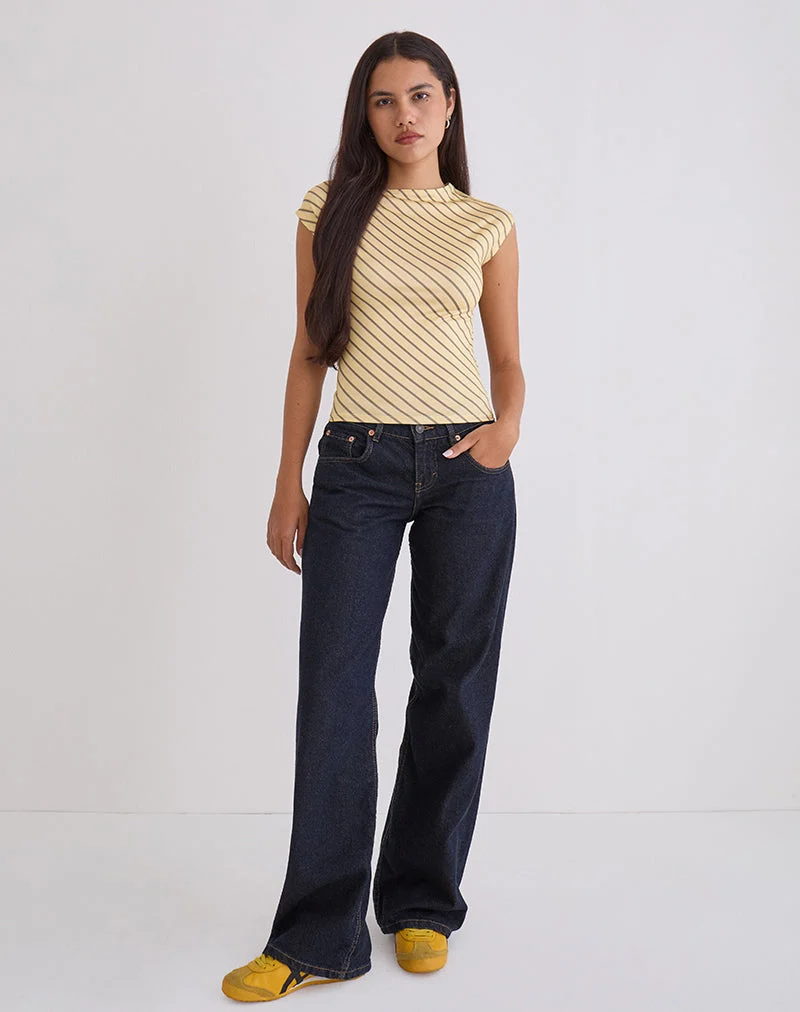 Nova Slinky Top in Gelb mit diagonalen Streifen