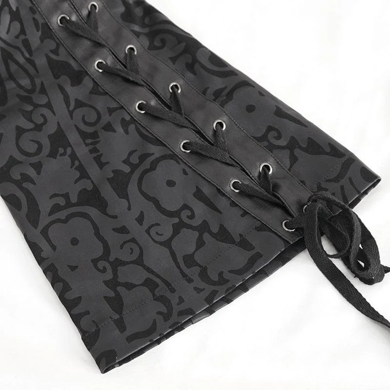 Ausgestellte Hose mit Punk-Schnürung und Totem-Print für Herren