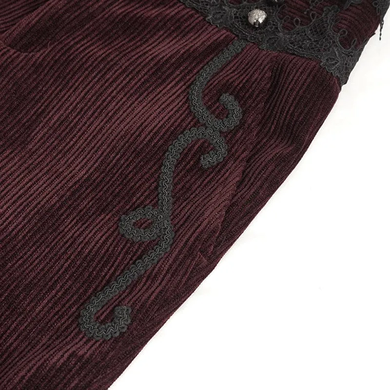 Herren-Gothic-Spitzenspleißhose mit hohem Bund in Rot
