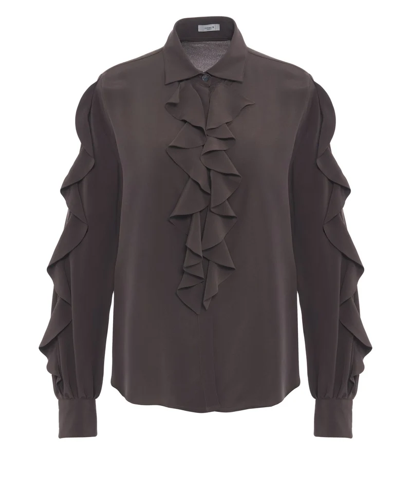 Blusa in seta con ruches