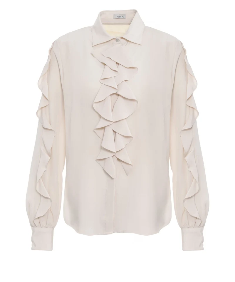 Blusa in seta con ruches