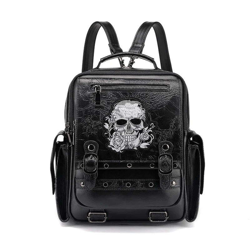 Rucksack mit Steampunk-Schädelstickerei