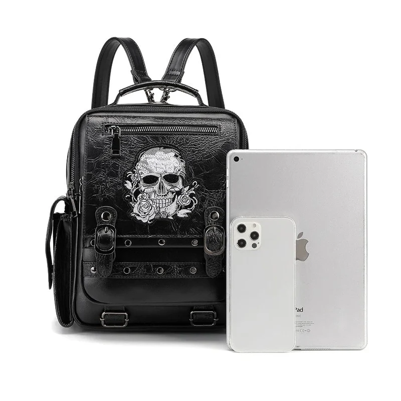 Rucksack mit Steampunk-Schädelstickerei