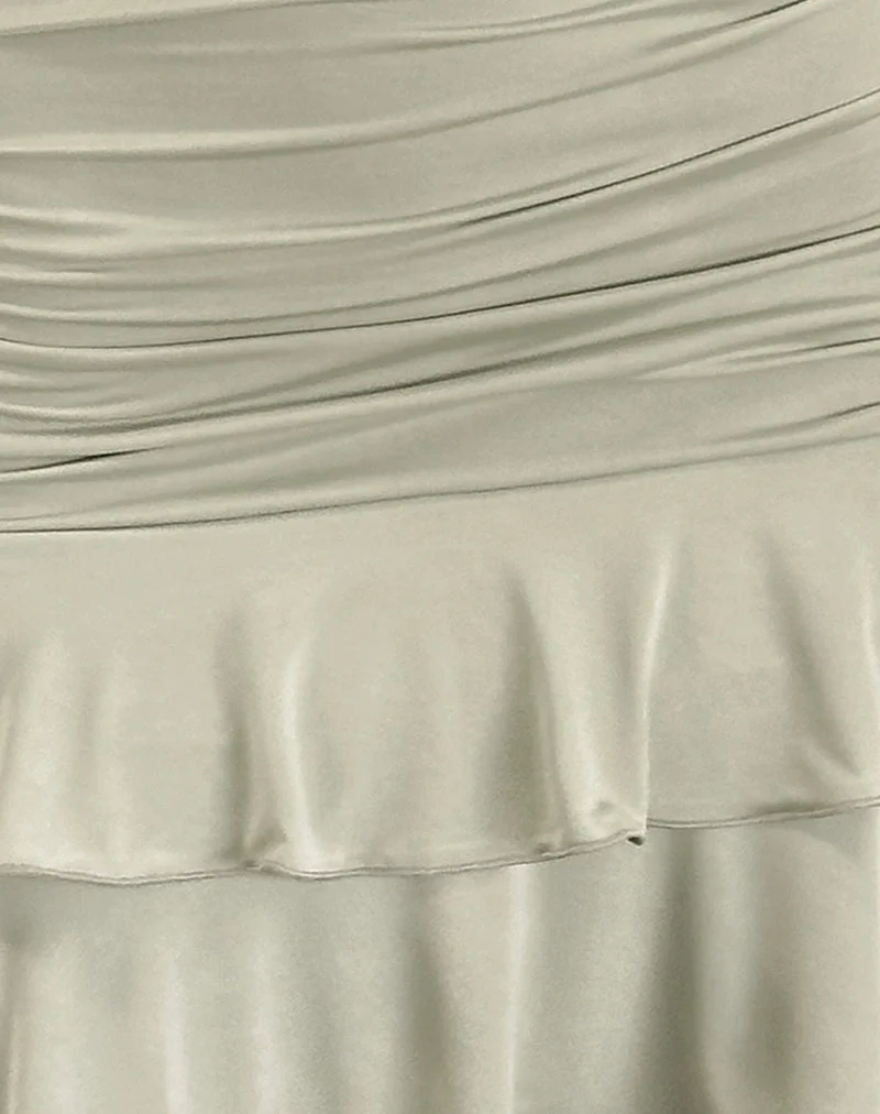 Luella Ruffle Mini Dress in Slinky Sage