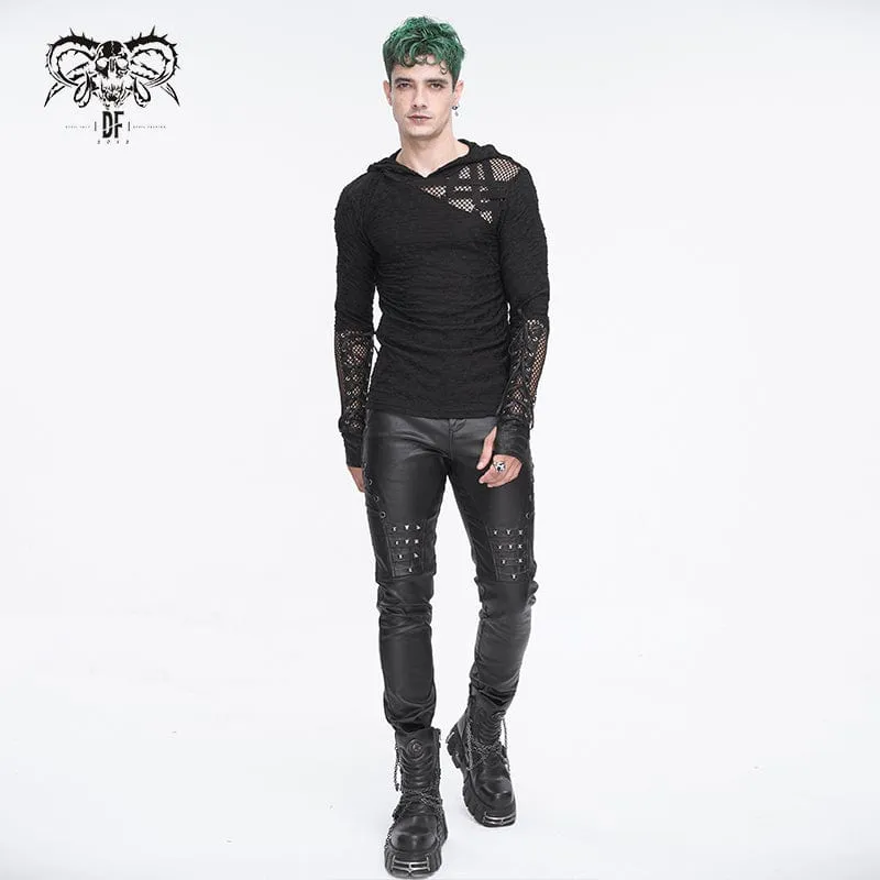 Punk-Kapuzenpullover mit Schnürung und Splice-Motiv für Herren