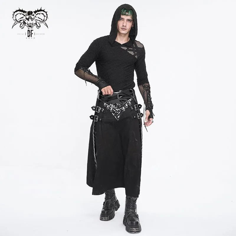 Punk-Kapuzenpullover mit Schnürung und Splice-Motiv für Herren